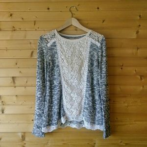 Lace Top Sweater UO / SKIES ARE BLUE Slubbed Romantic